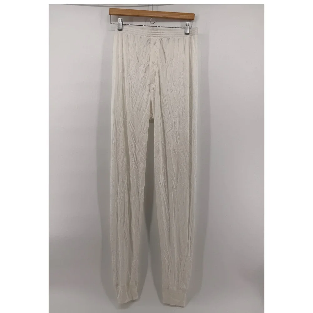 Cabelas Mens Large White 100% Silk Thermal Long Johns Base Layer Pants KS102-T